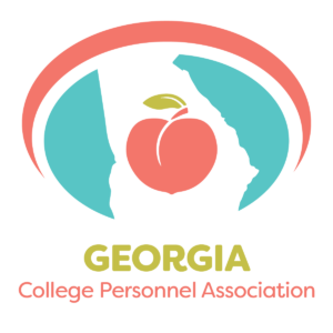 Georgia College Personnel Association logo featuring a peach inside of the state of georgia