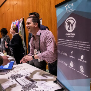 Yancey Gulley smiling at a prospective commission member