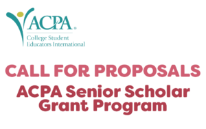 ACPA logo and text that reads Call for proposals ACPA Senior Scholar Grant Program