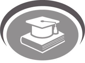 commission for academic affairs logo-graduation cap on top of a stack of books