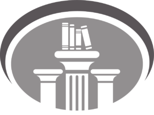 cscli logo featuring 3 pillars with a stack of books on the middle pillar