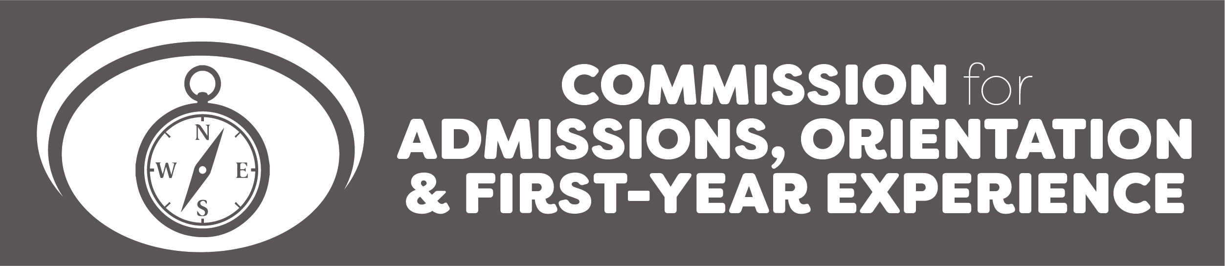 Commission for Admission, Orientation & First-Year Experience logo with a compass