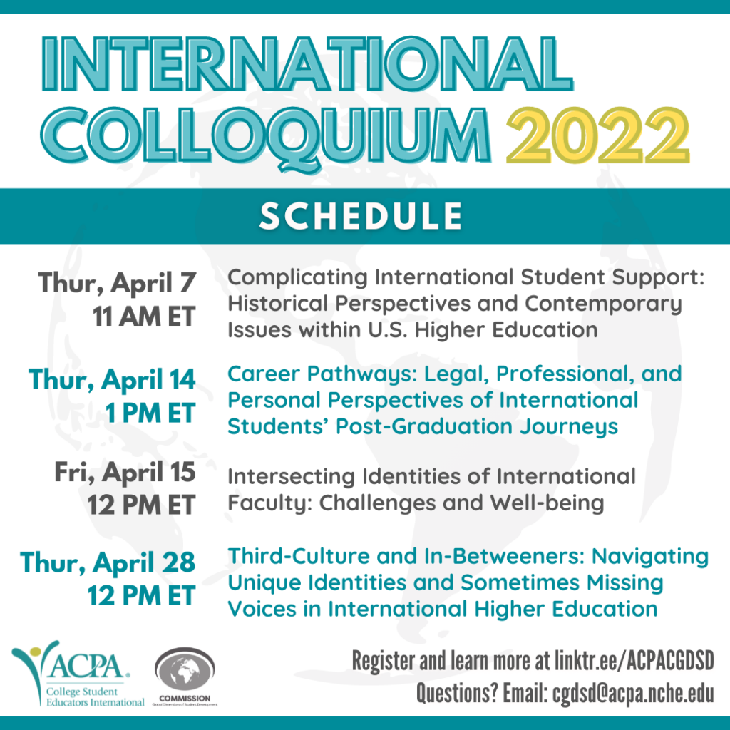 2022 International Colloquium schedule