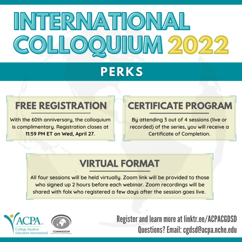 2022 International Colloquium perks