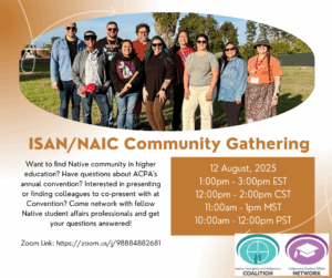 ISAN/NAIC community gathering advertisement consisting of NAIC/ISAN members in a group photo.